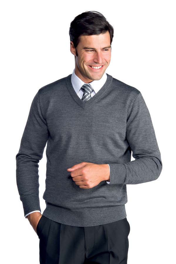 Pullover mit V-Ausschnitt grau melange